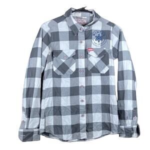 Dixxon Mens Shirt Black White Plaid Flannel The Pinnacle Button Down Small